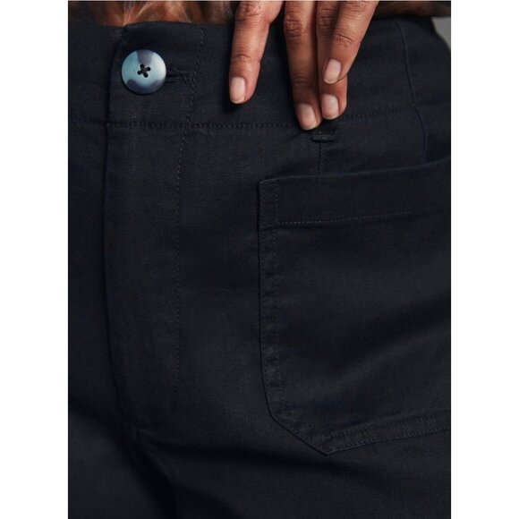 Maeve Anthropologie The Colette Linen Blend Crop Wide-Leg Pants Black 32T Black - Picture 5 of 7